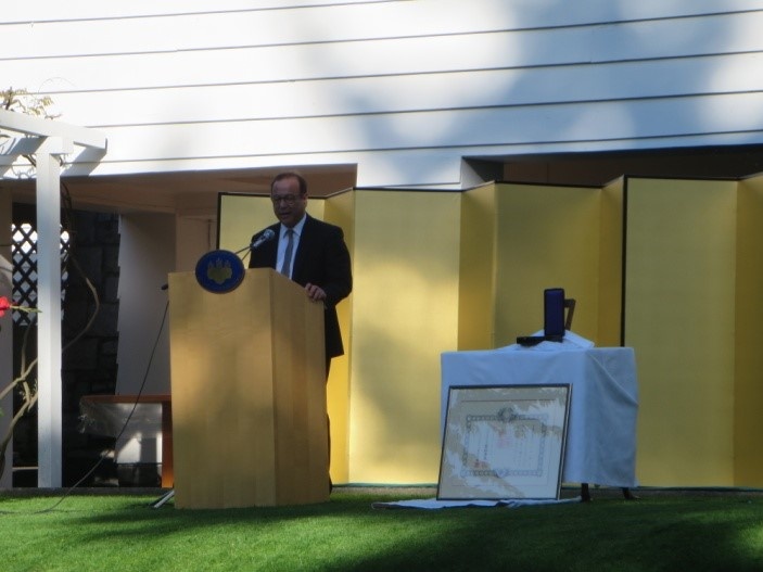 Consul General Okada giving his congratulatory speech