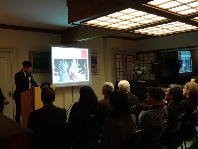 Pearson College student delivers his presentation