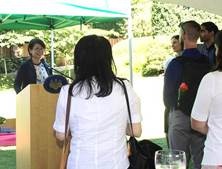Consul General Okai addresses the new participants and reception guests