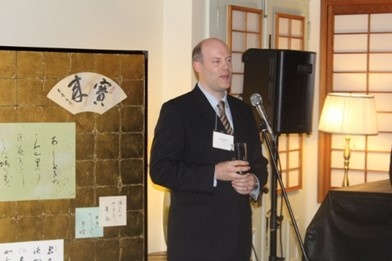 Greg Joughin, JETAA Canada Representative toasts the returning JET participants.