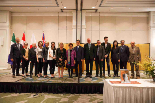 CG HATORI poses with BC Minister of Tourism, Arts and Culture, Canada Parliament Member, BC MLAs, Mayors and Councilors